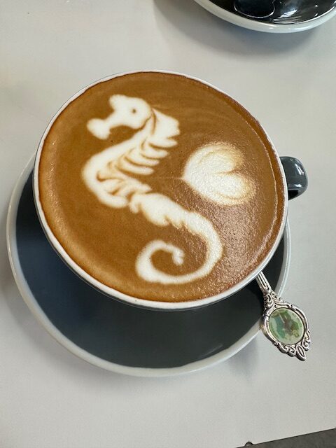 Seahorse cappuccino art, Victus Nelson